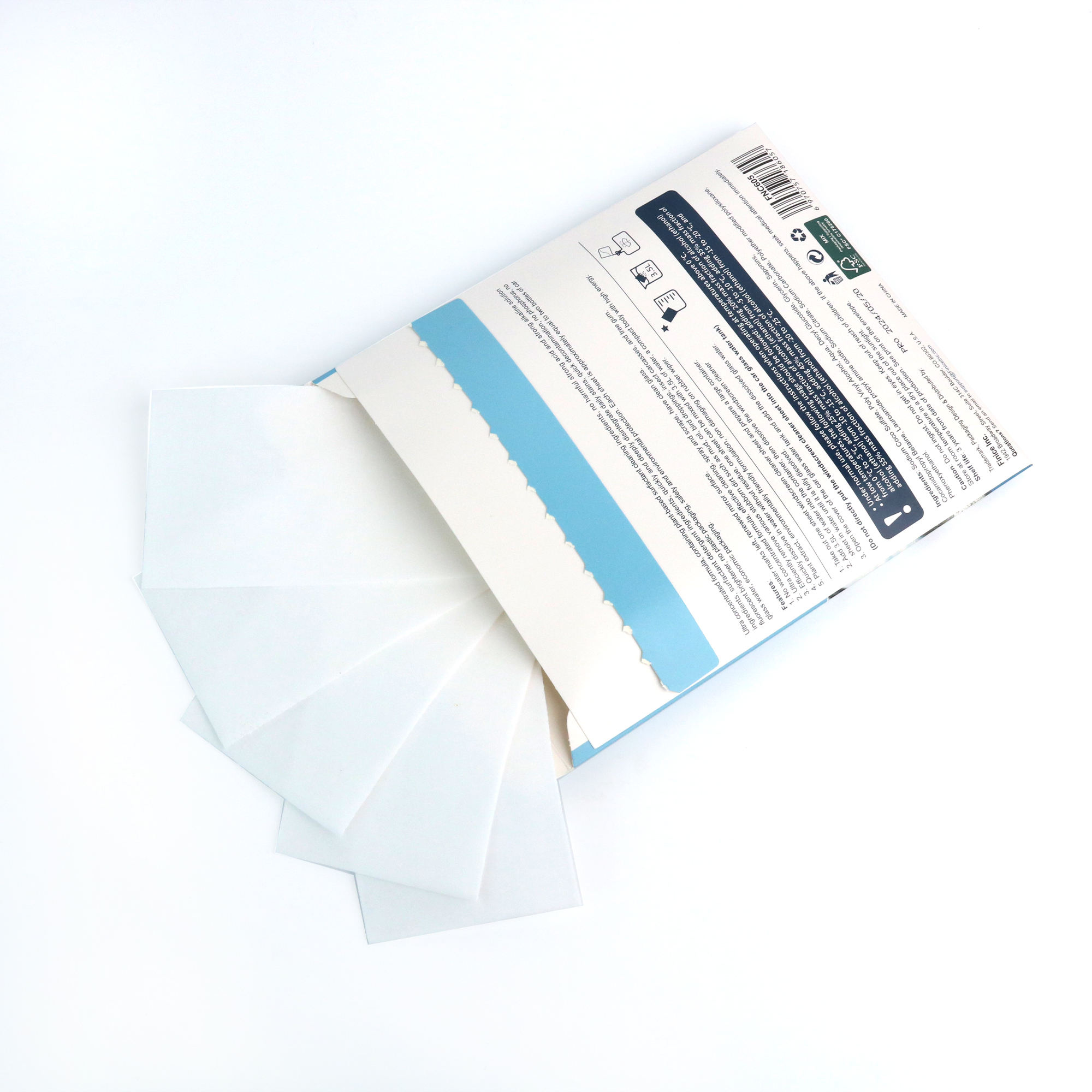 Support custom body glass cleaning sheet production of automobile glass water to remove dirt and oil removal film cleaning agent