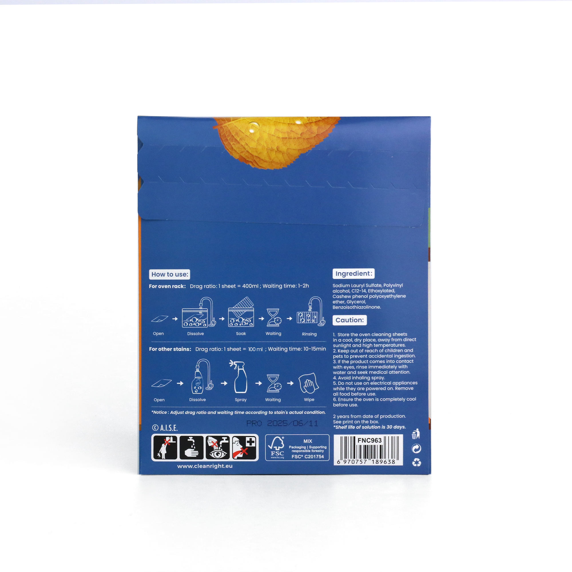 Oven&Grill Sustainable Cleaner Sheet Special Decontamination and Deodorant Stain Remover Spray